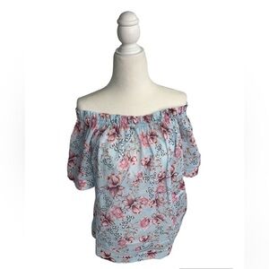 Seafolly Australia Pastel Off the Shoulder Floral Cotton Blouse sz S